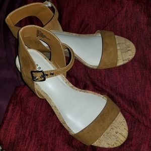 Torrid Cognac cork wedge sandals